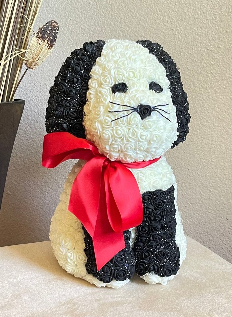 Handmade Pup From Roses Puppy Dog White Black